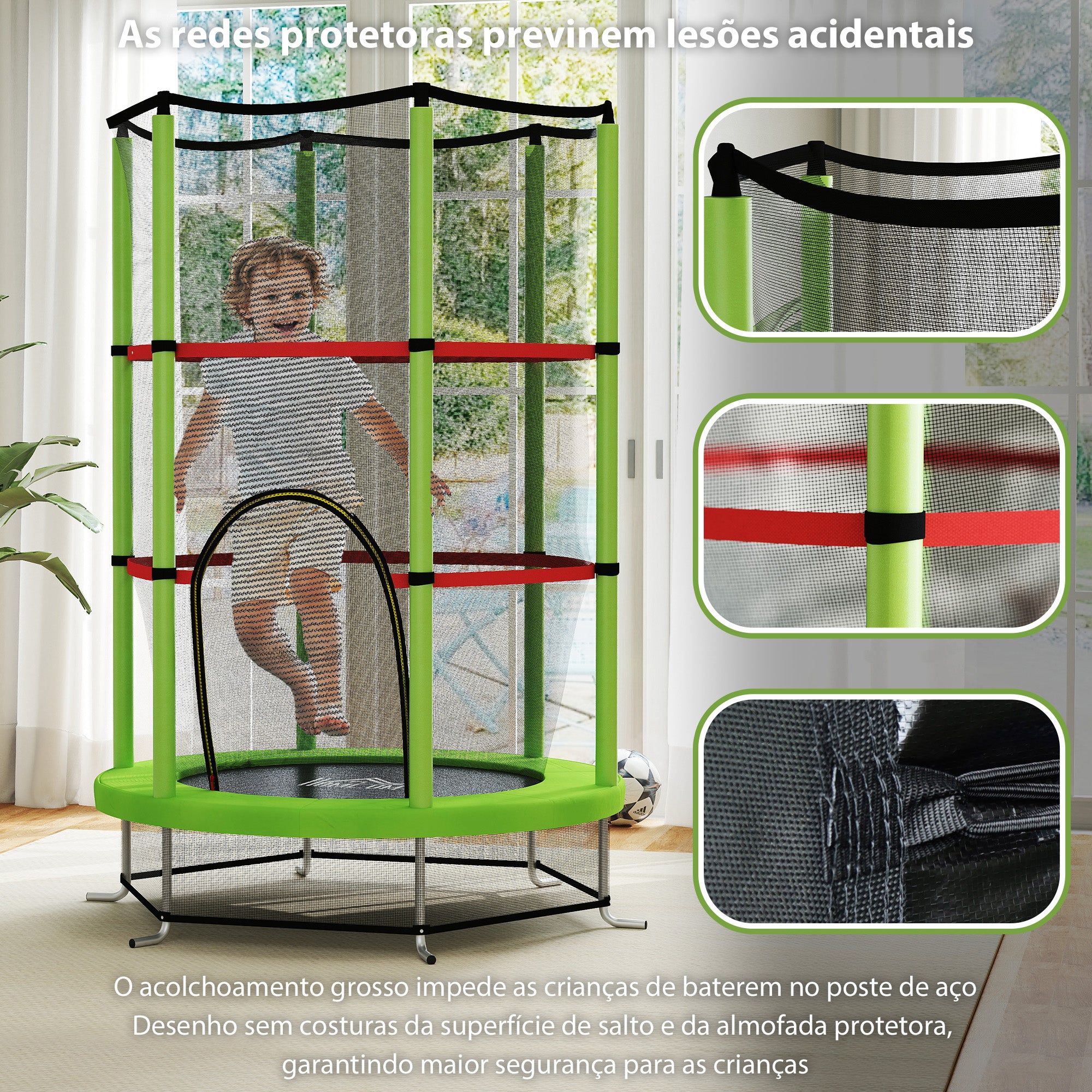 Trampolim Infantil Ø140x190 cm Verde