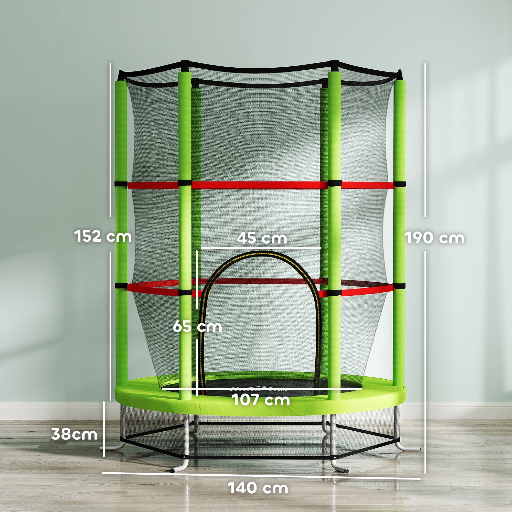 Trampolim Infantil Ø140x190 cm Verde