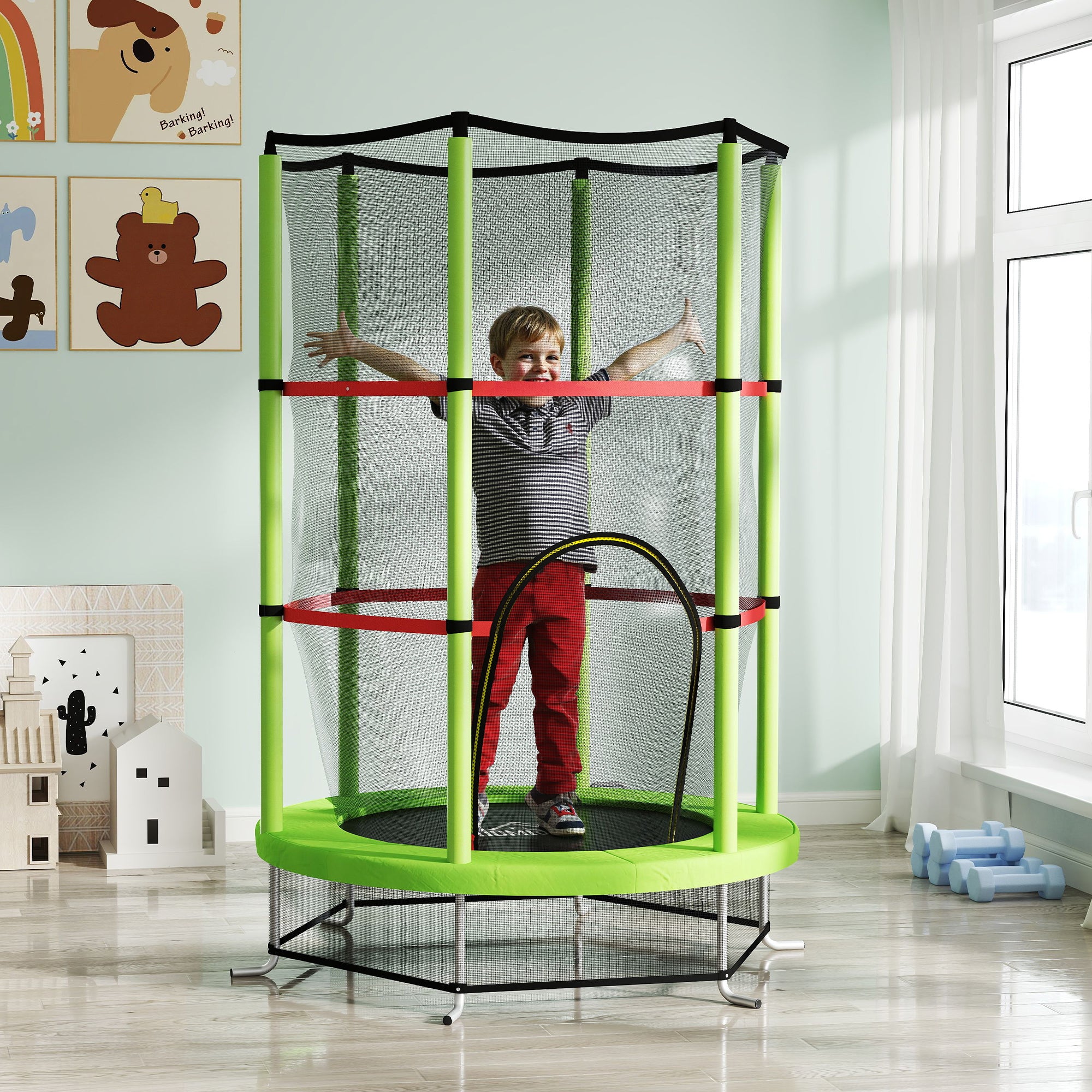 Trampolim Infantil Ø140x190 cm Verde
