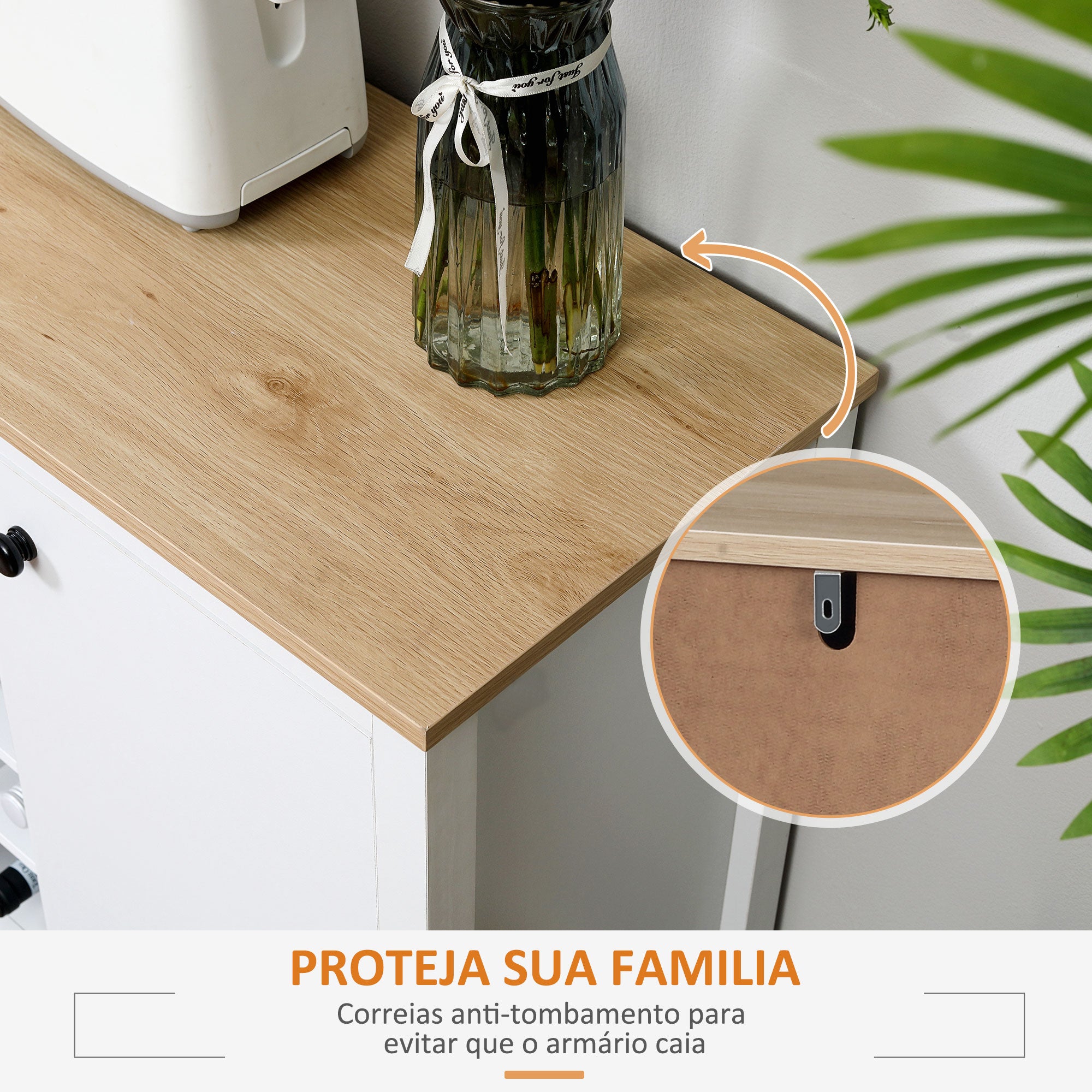 Aparador de Cozinha Moderno 110x35x75 cm - Branco