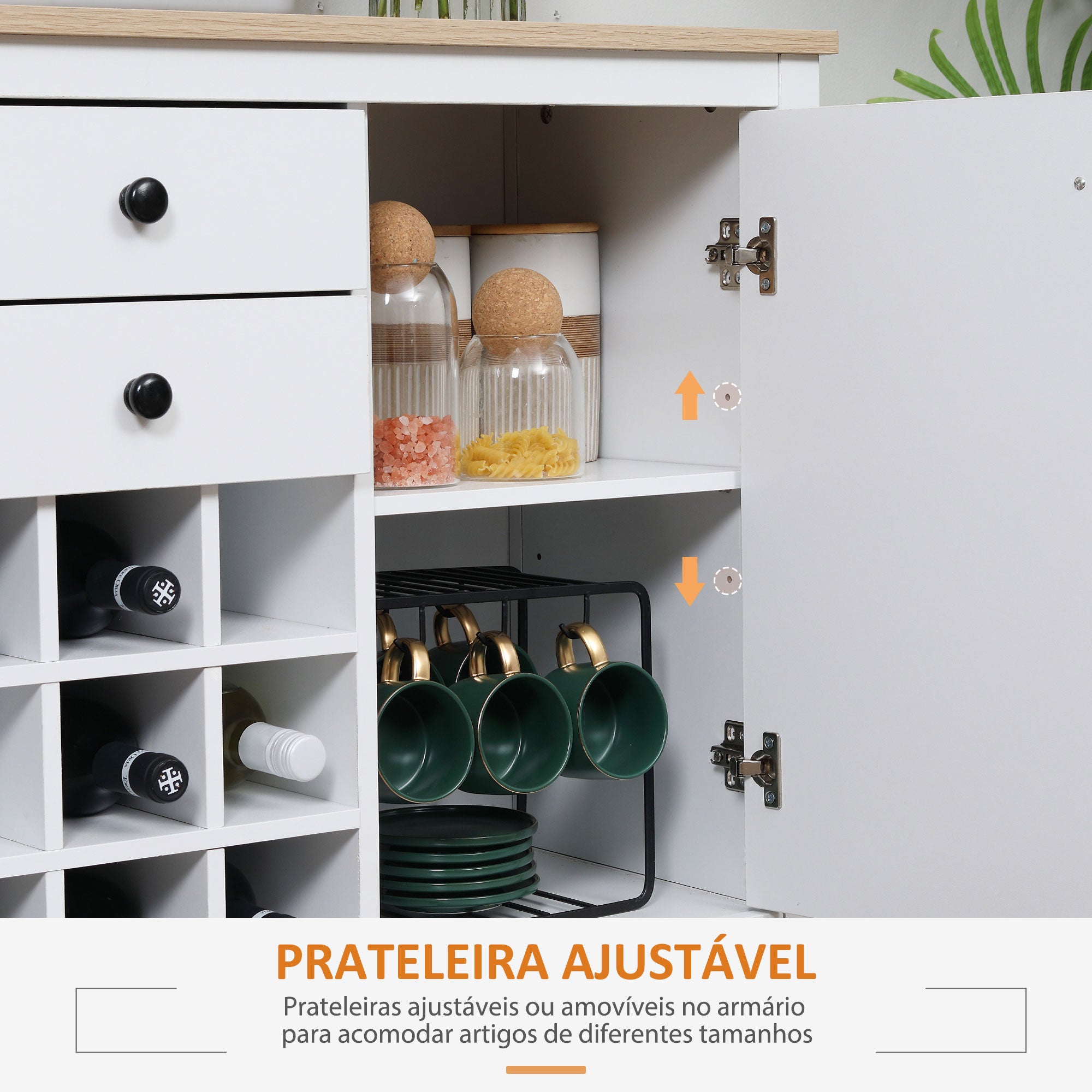 Aparador de Cozinha Moderno 110x35x75 cm - Branco