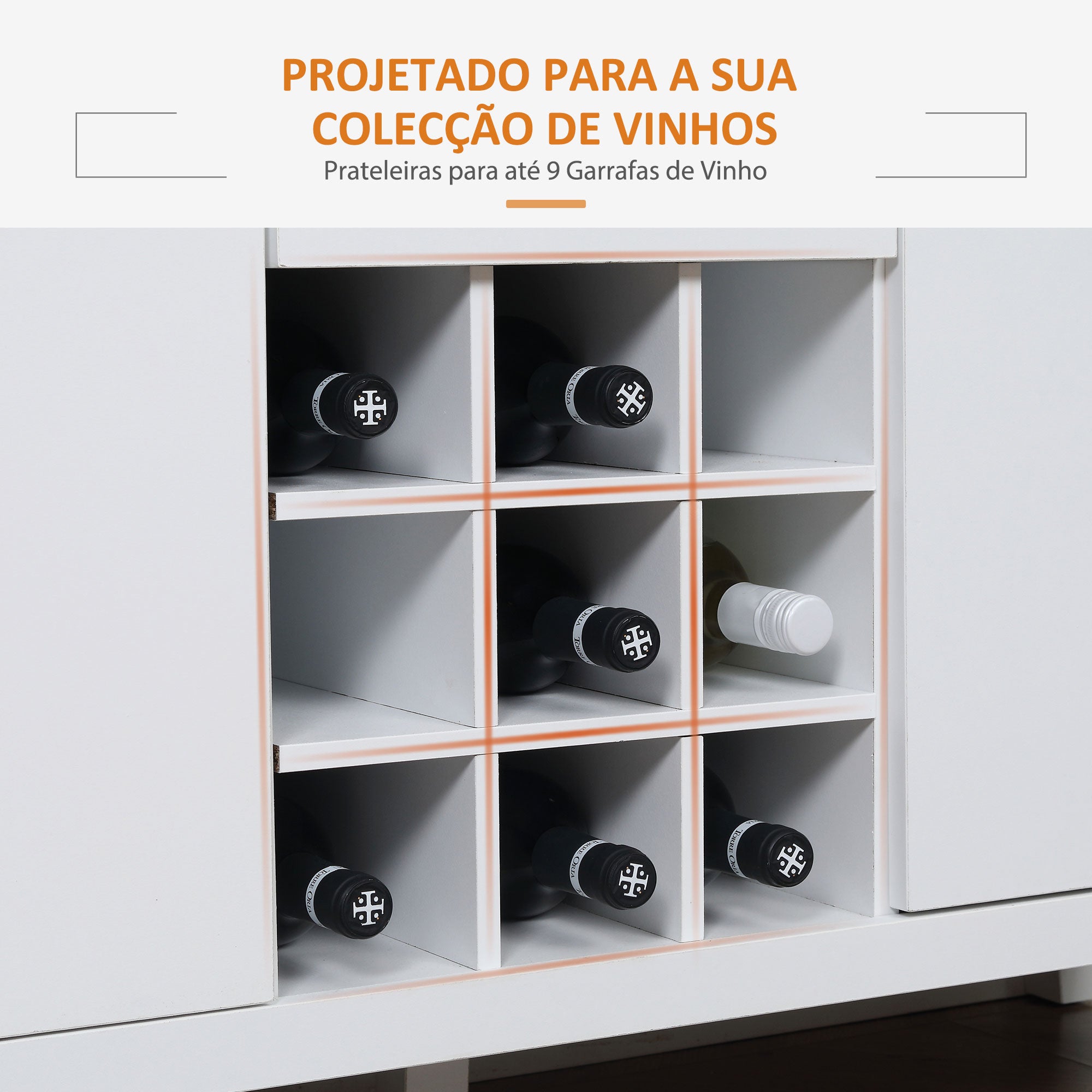 Aparador de Cozinha Moderno 110x35x75 cm - Branco