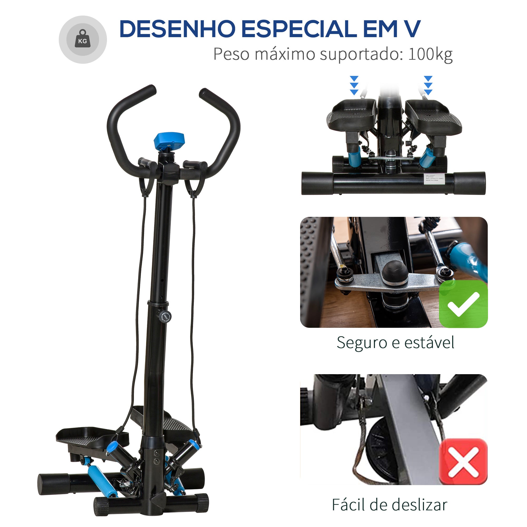 Máquina de Step Fitness 55x53x128cm Preto