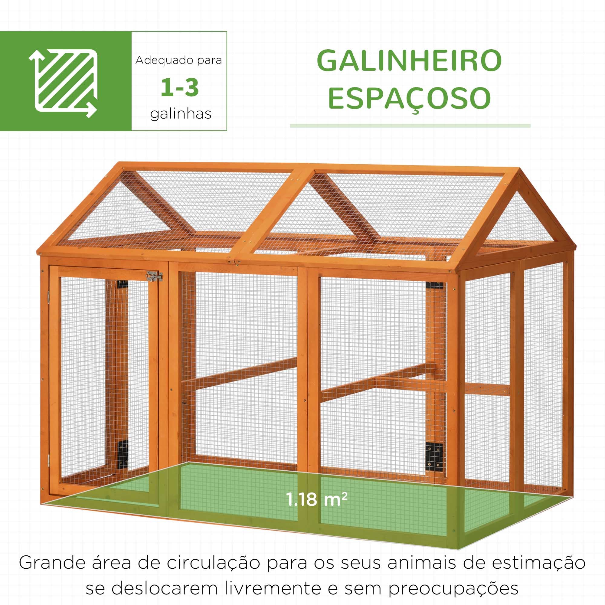 Galinheiro Exterior 140x88,5x106 cm em Madeira