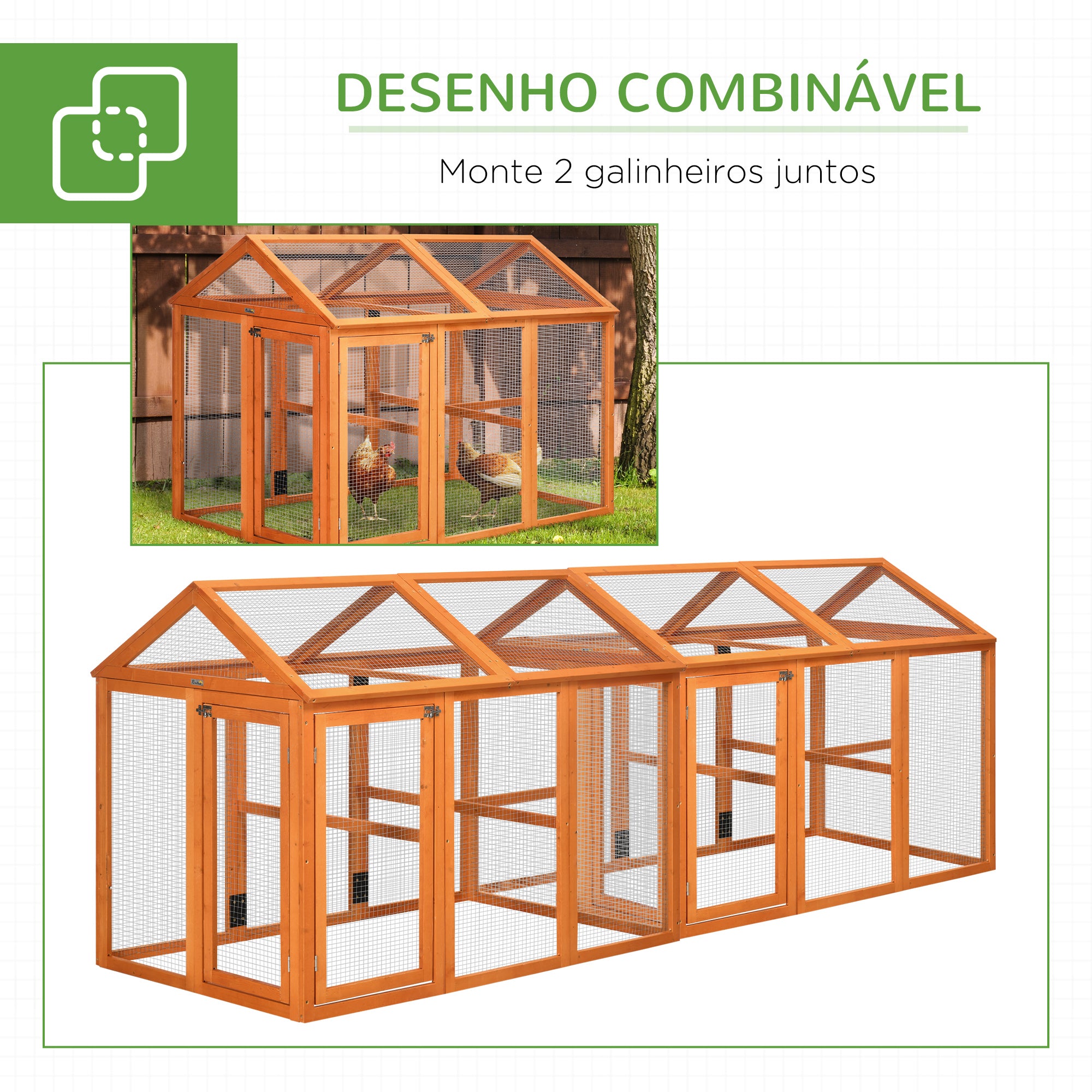 Galinheiro Exterior 140x88,5x106 cm em Madeira