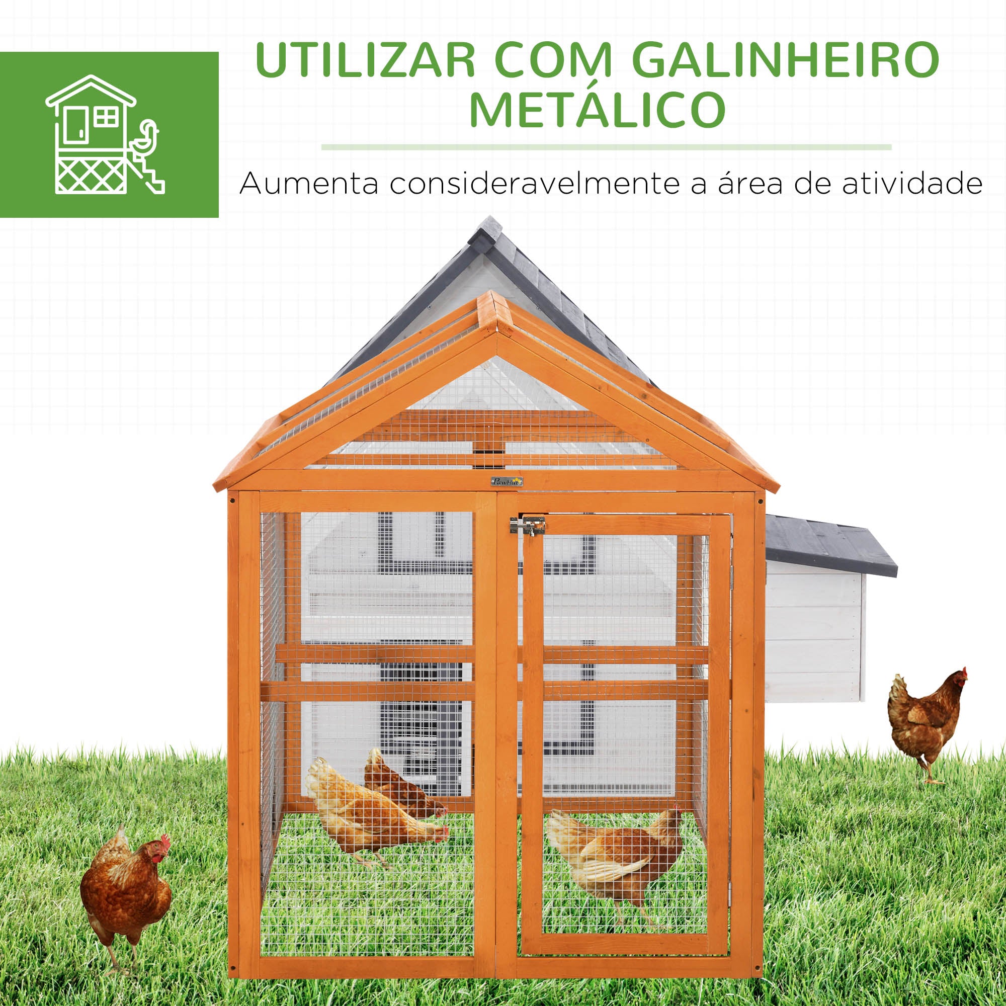 Galinheiro Exterior 140x88,5x106 cm em Madeira