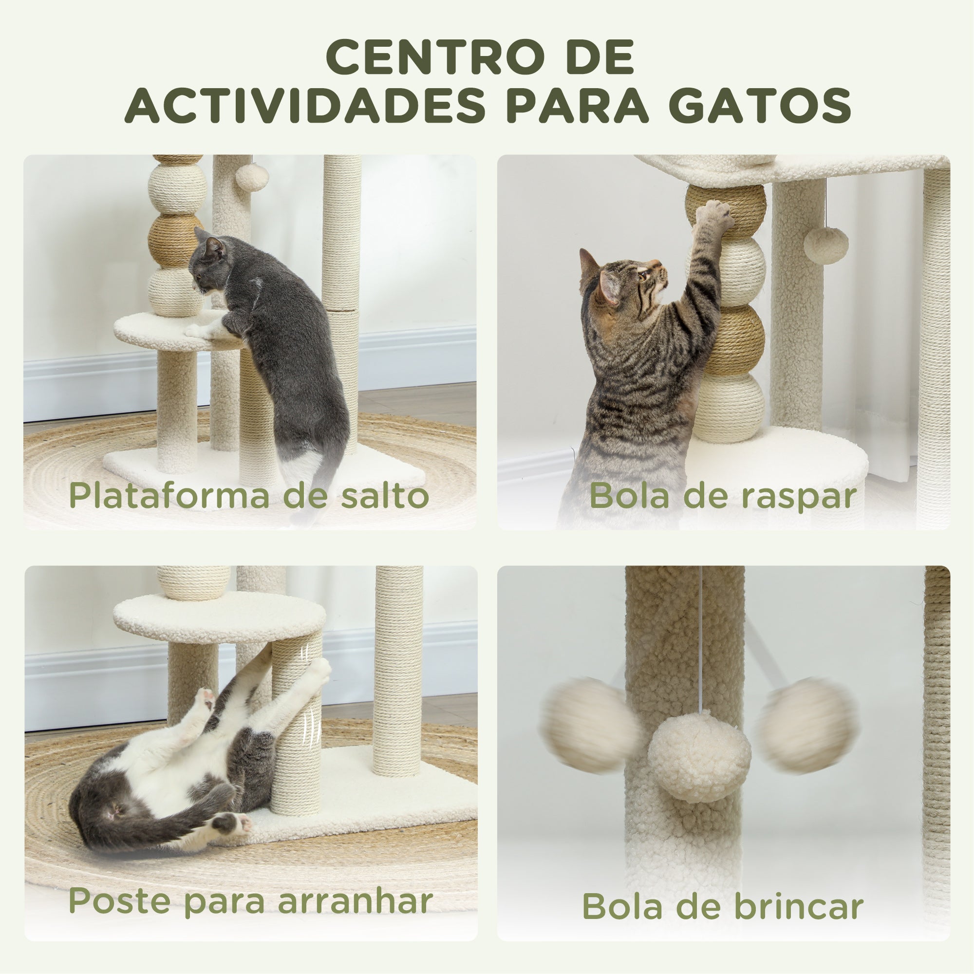 Arranhador para Gatos Altura 76 cm Bege