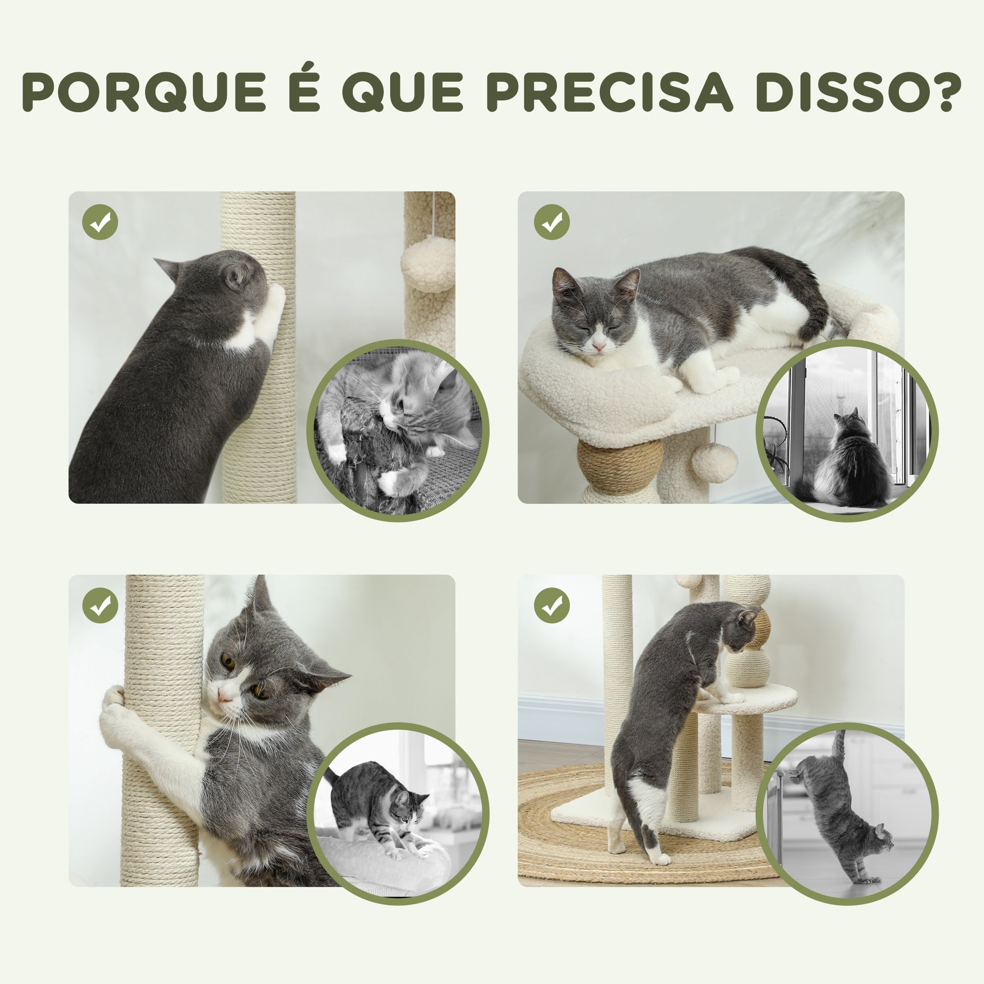 Arranhador para Gatos Altura 76 cm Bege