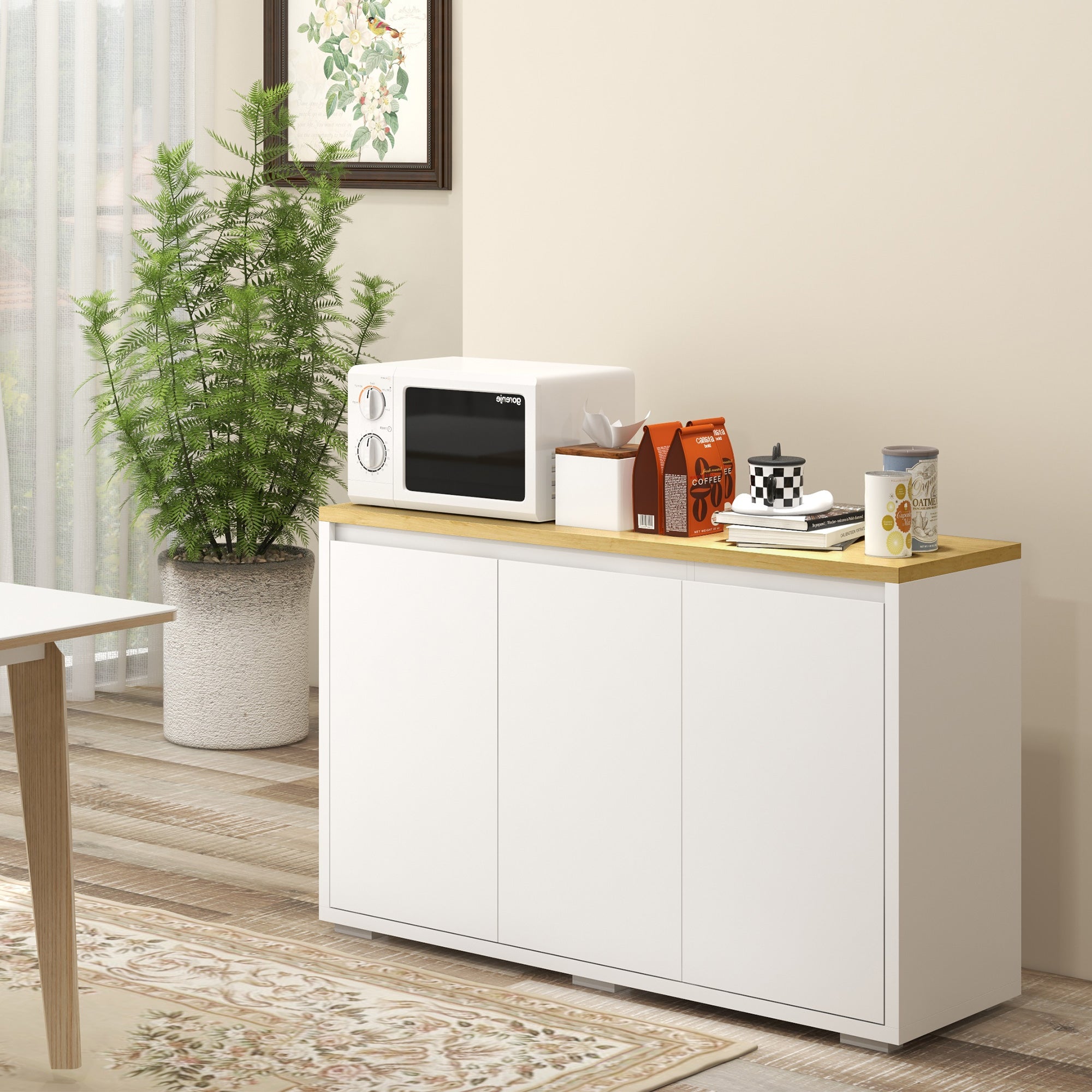 Aparador de Sala de Estar Moderno 120x37x75 cm Branco e Madeira