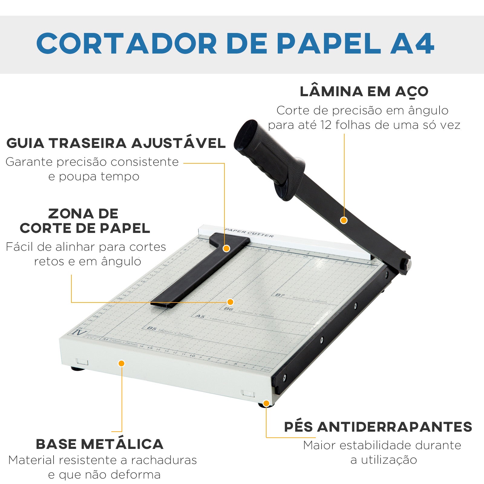Cortador de Papel Profissional Branco 48x26,5x5 cm