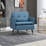 Poltrona – 76x68x80 cm – Azul – Tecido imitação linho