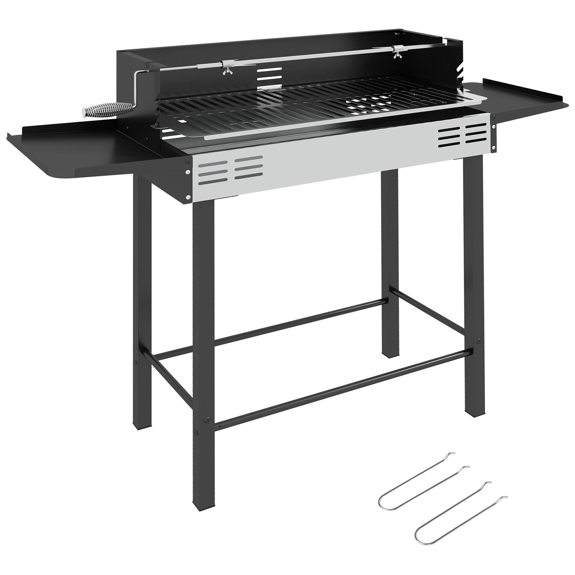 Barbecue Portátil 118x32x90 cm Preto e Prata