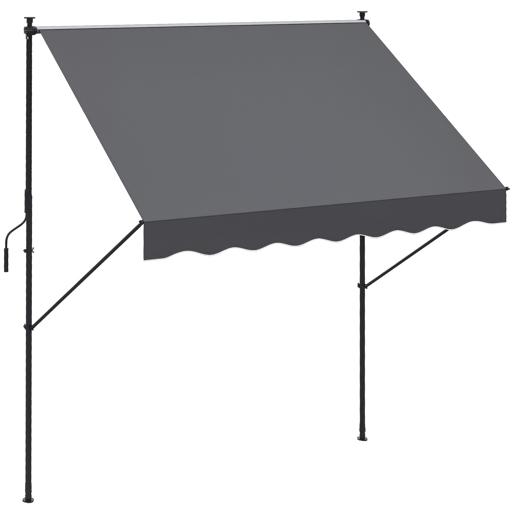 Toldo Manual Retrátil Cinza 200x170x200-290cm Proteção Solar UV40+
