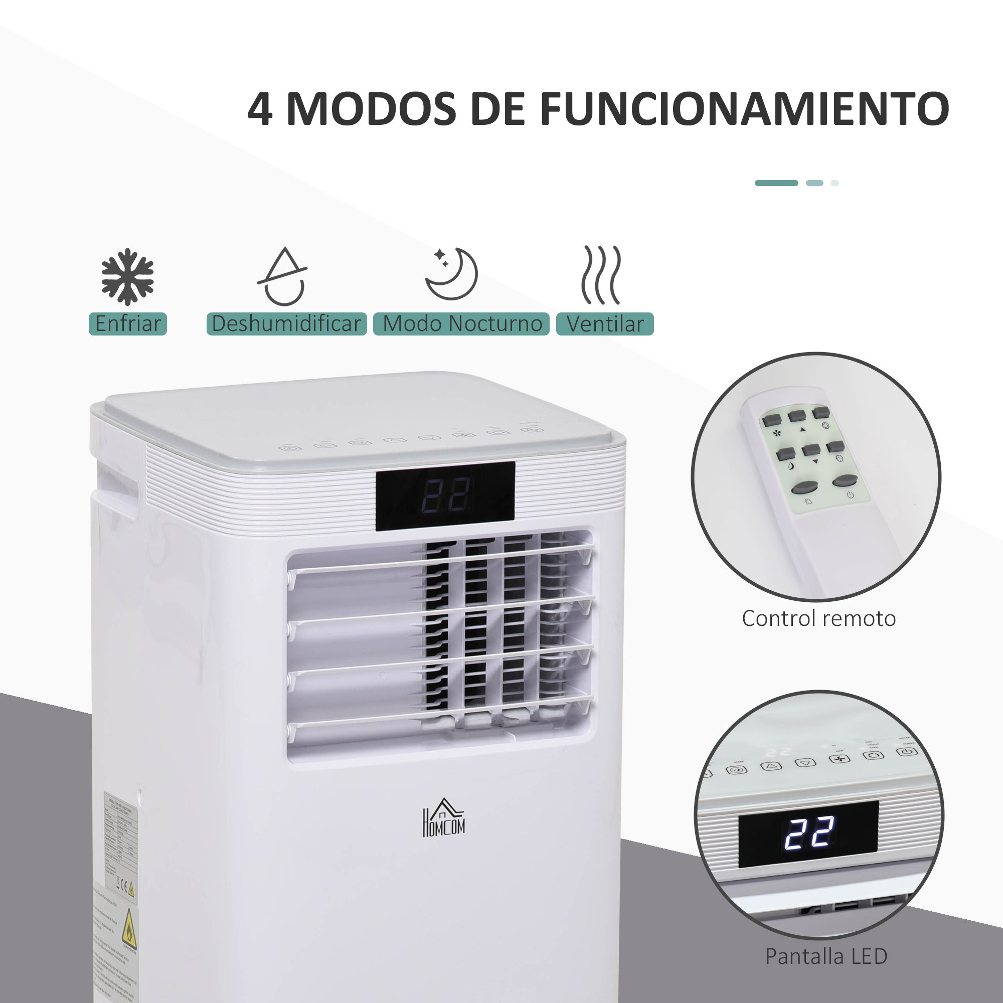 Ar Condicionador Portátil 4 em 1 900W Branco 38x35x70,5 cm