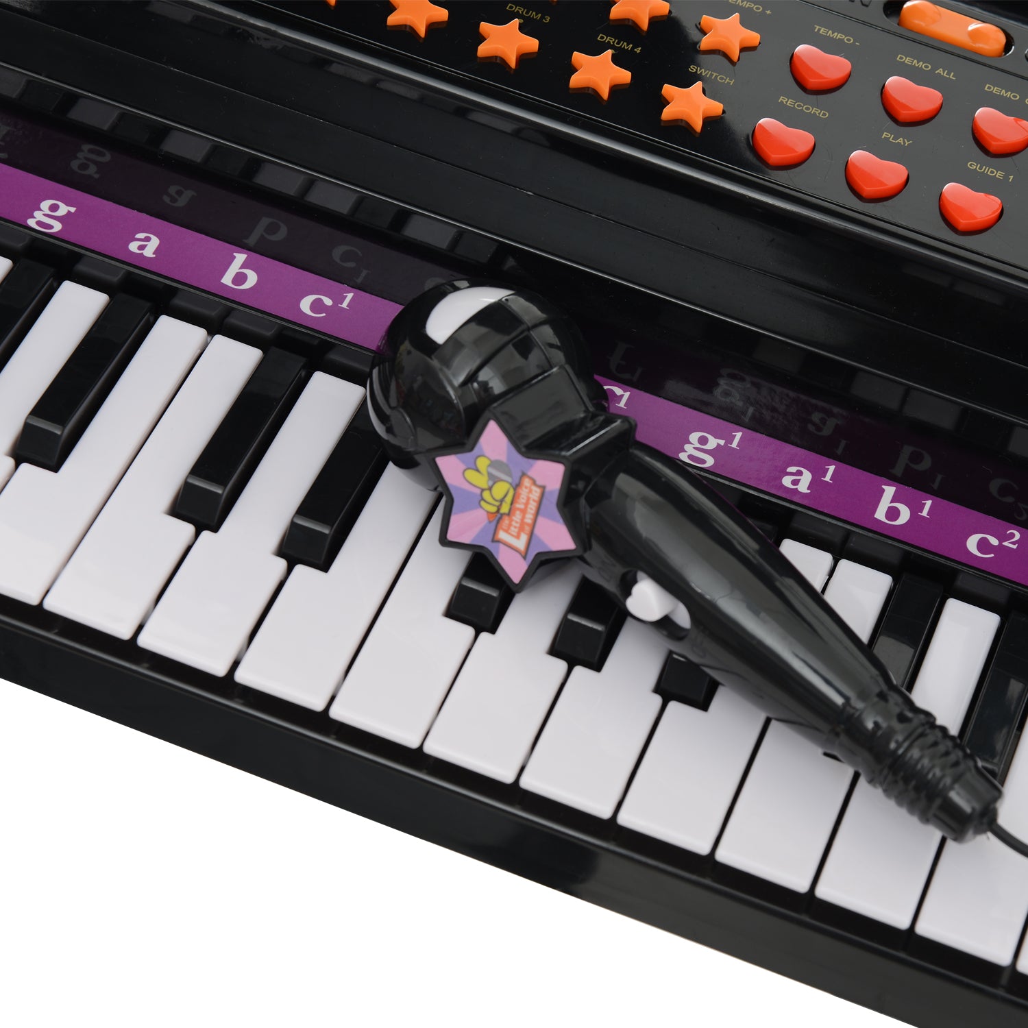 Piano para Crianças com 37 Teclas e Microfone - Preto 48x39x69 cm