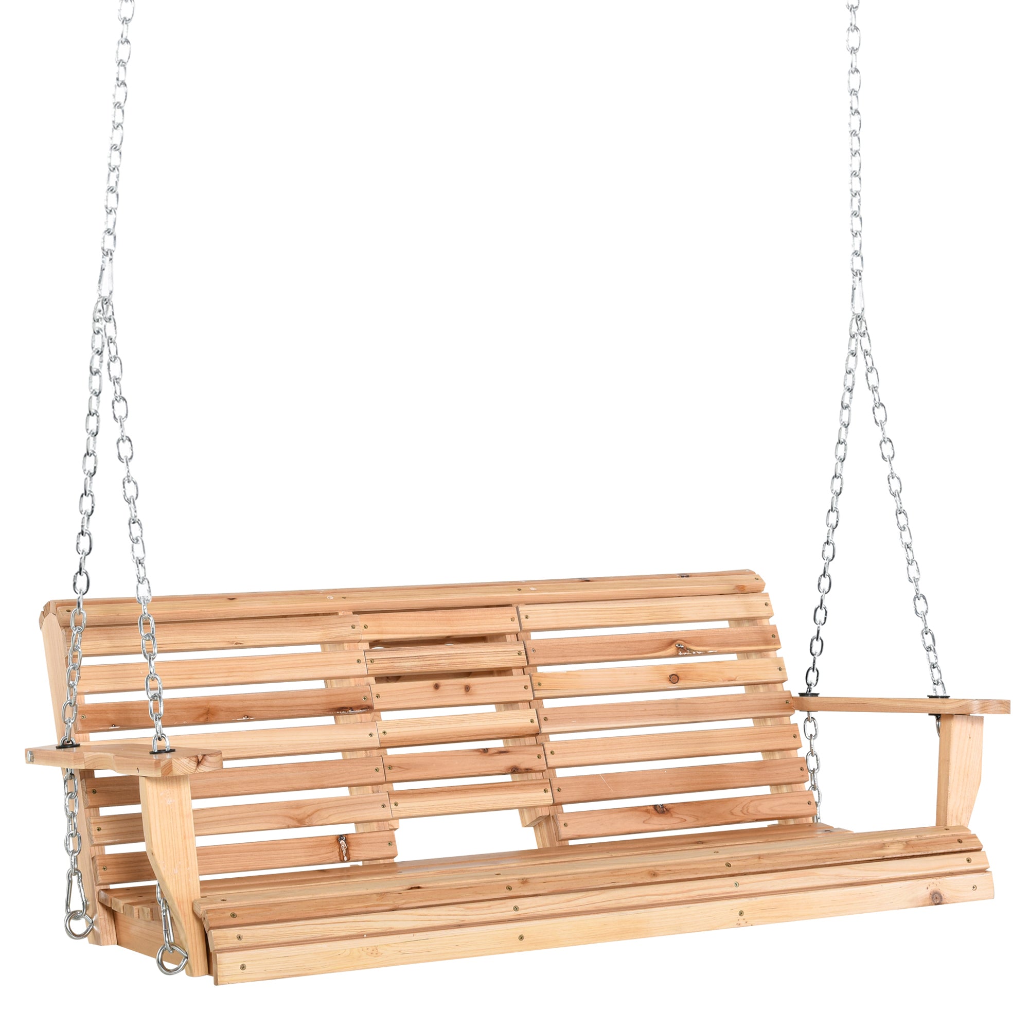 Banco Baloiço de 2-3 Lugares Cor de Madeira Natural 150x75x53 cm