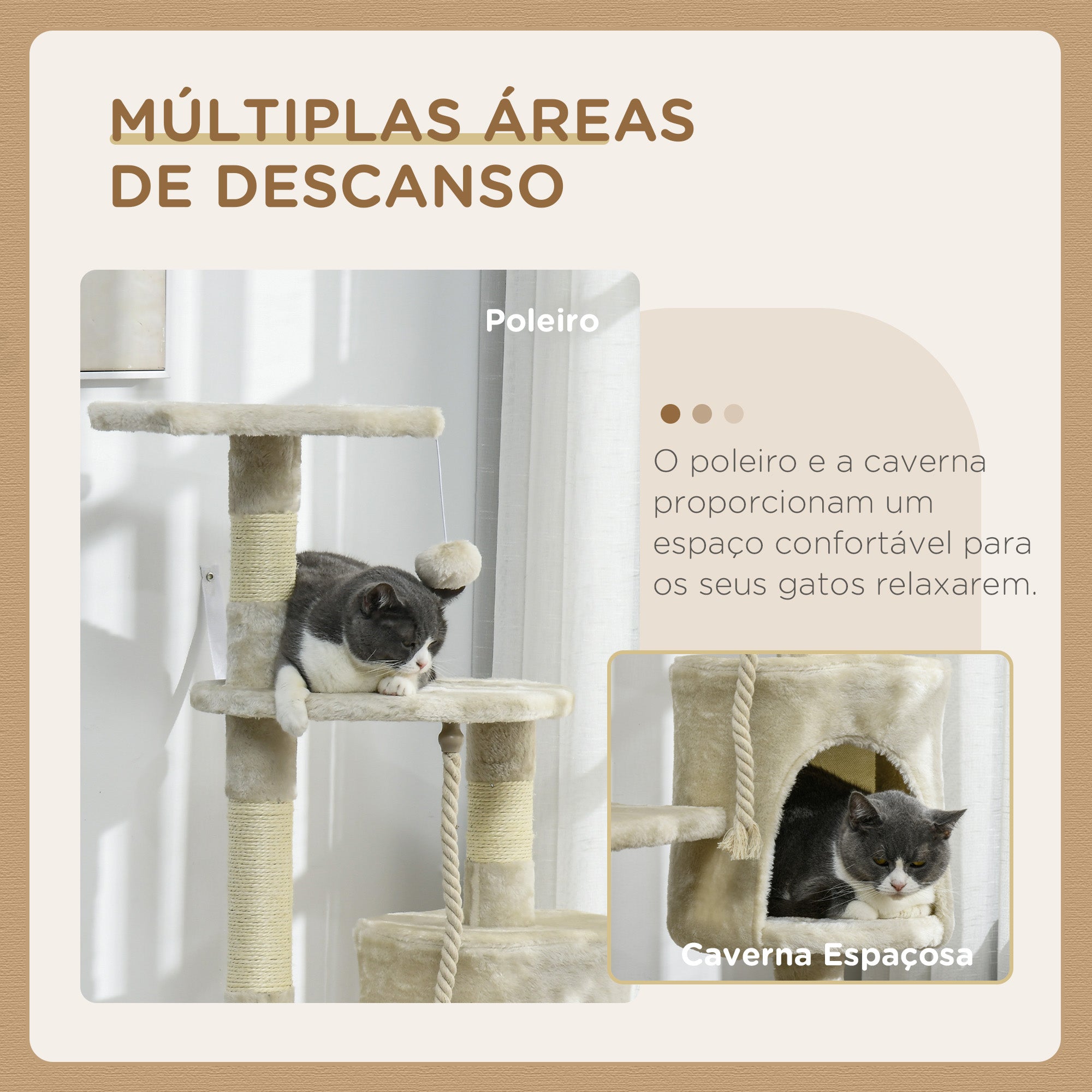 Arranhador para Gatos 75x40x112 cm Bege