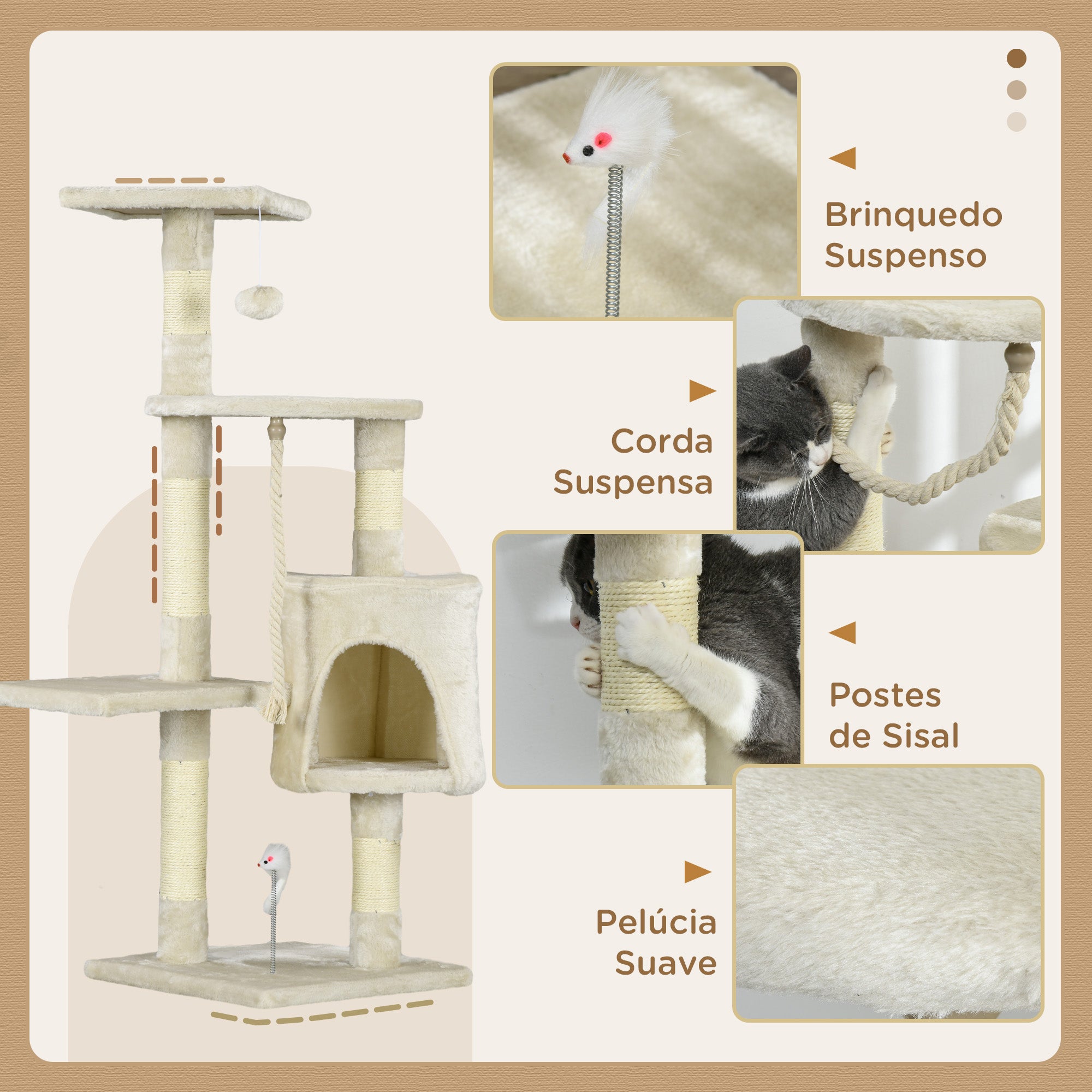 Arranhador para Gatos 75x40x112 cm Bege