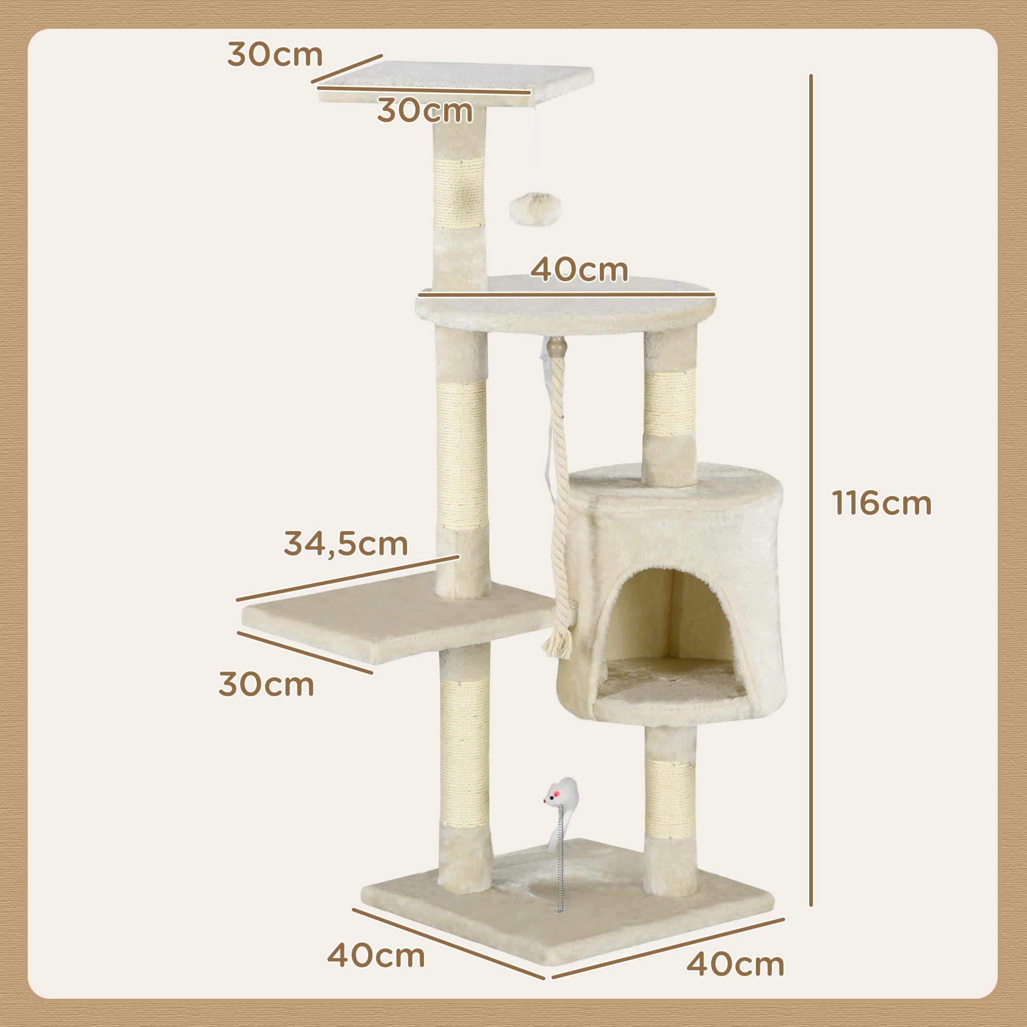 Arranhador para Gatos 75x40x112 cm Bege