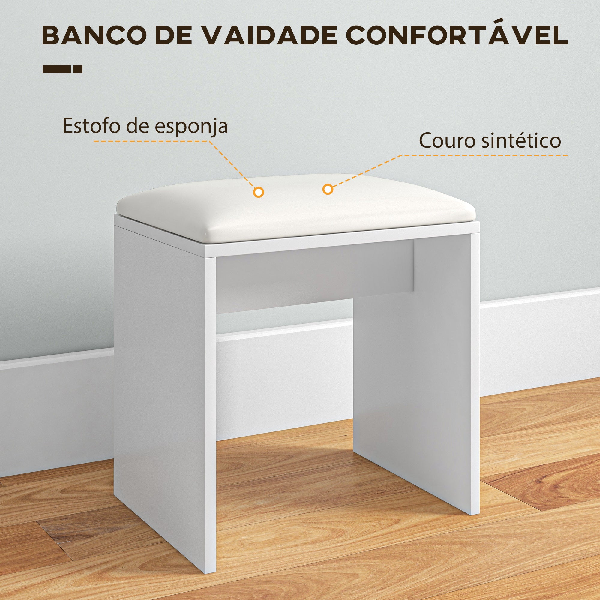 Toucador de Maquilhagem 80x40x132 cm Branco e Bege