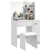 Toucador de Maquilhagem 80x40x132 cm Branco e Bege