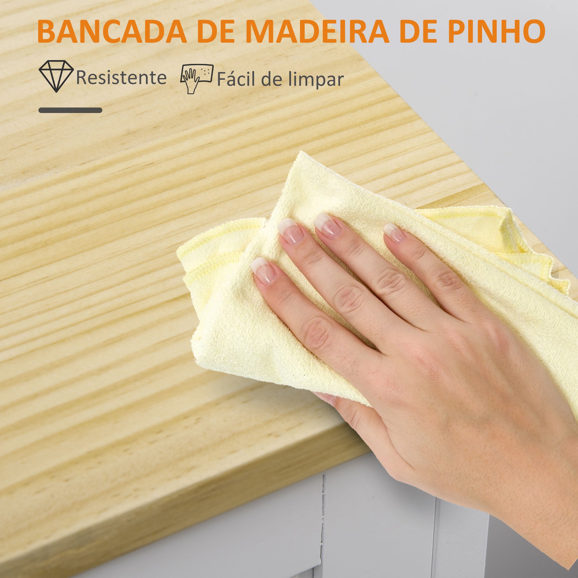 Carrinho de Cozinha com Rodas 67x37x84 cm Branco