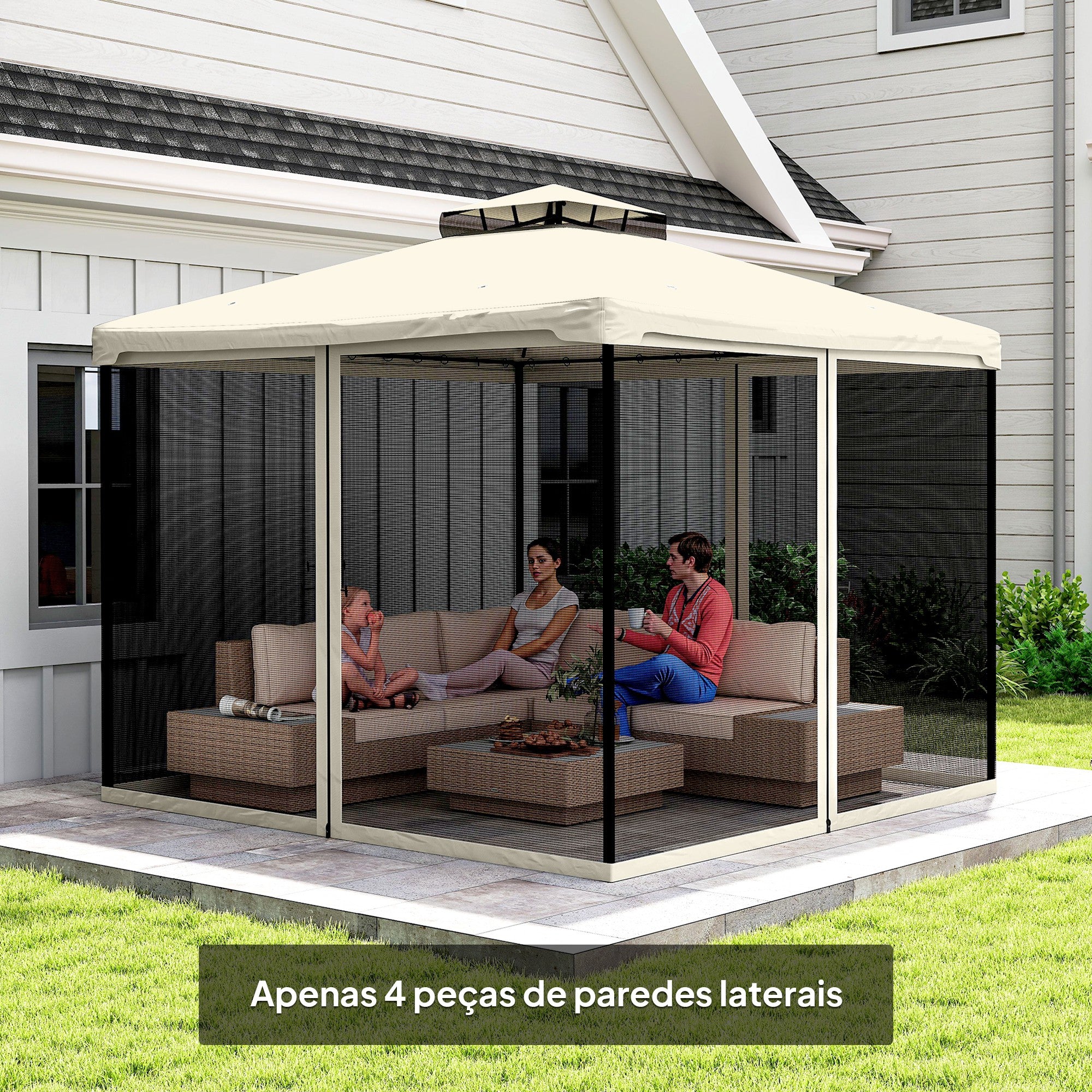 Rede Mosquiteira para Gazebo - 302x207 cm - Preto