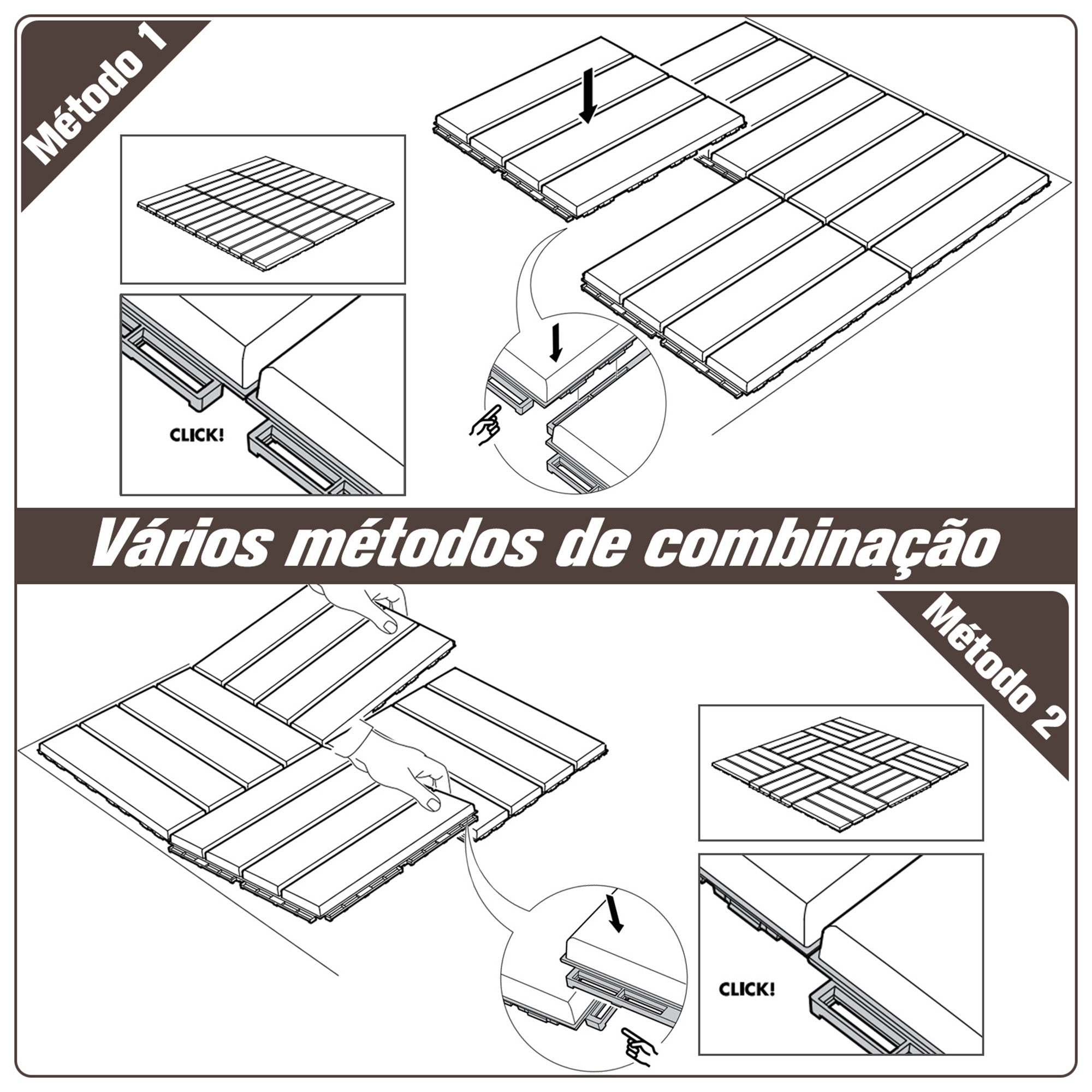 Conjunto de 9 Estrados – 30x30 cm – Marrom – PP