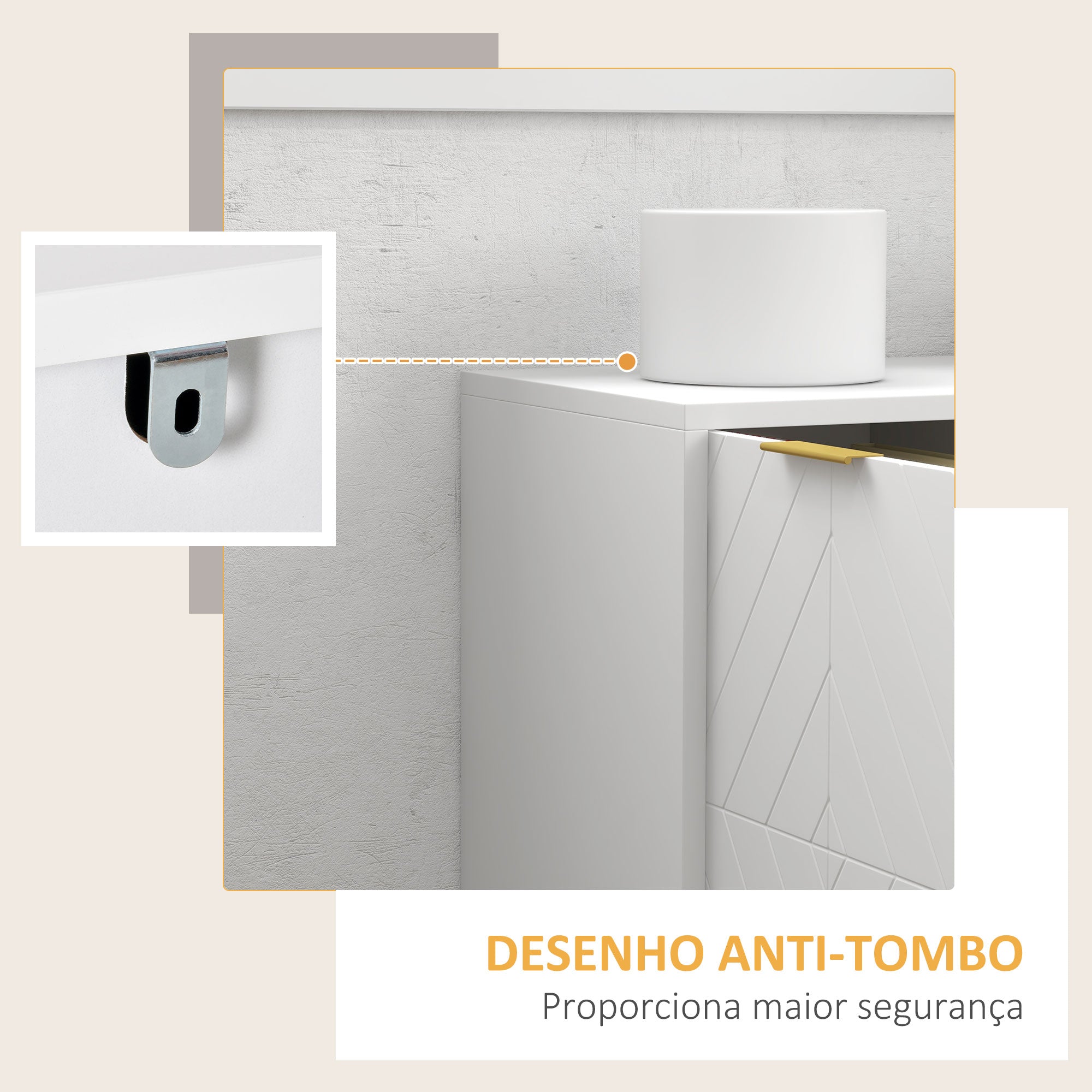 Aparador Auxiliar com 3 Gavetas e 2 Armários 120x40x76 cm - Branco