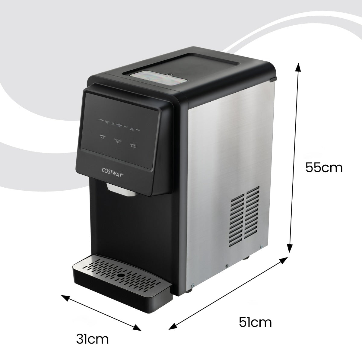 Máquina de Gelo em Pepitas com Dispensador Automático – 27 kg/24 h – Prateado – Plástico