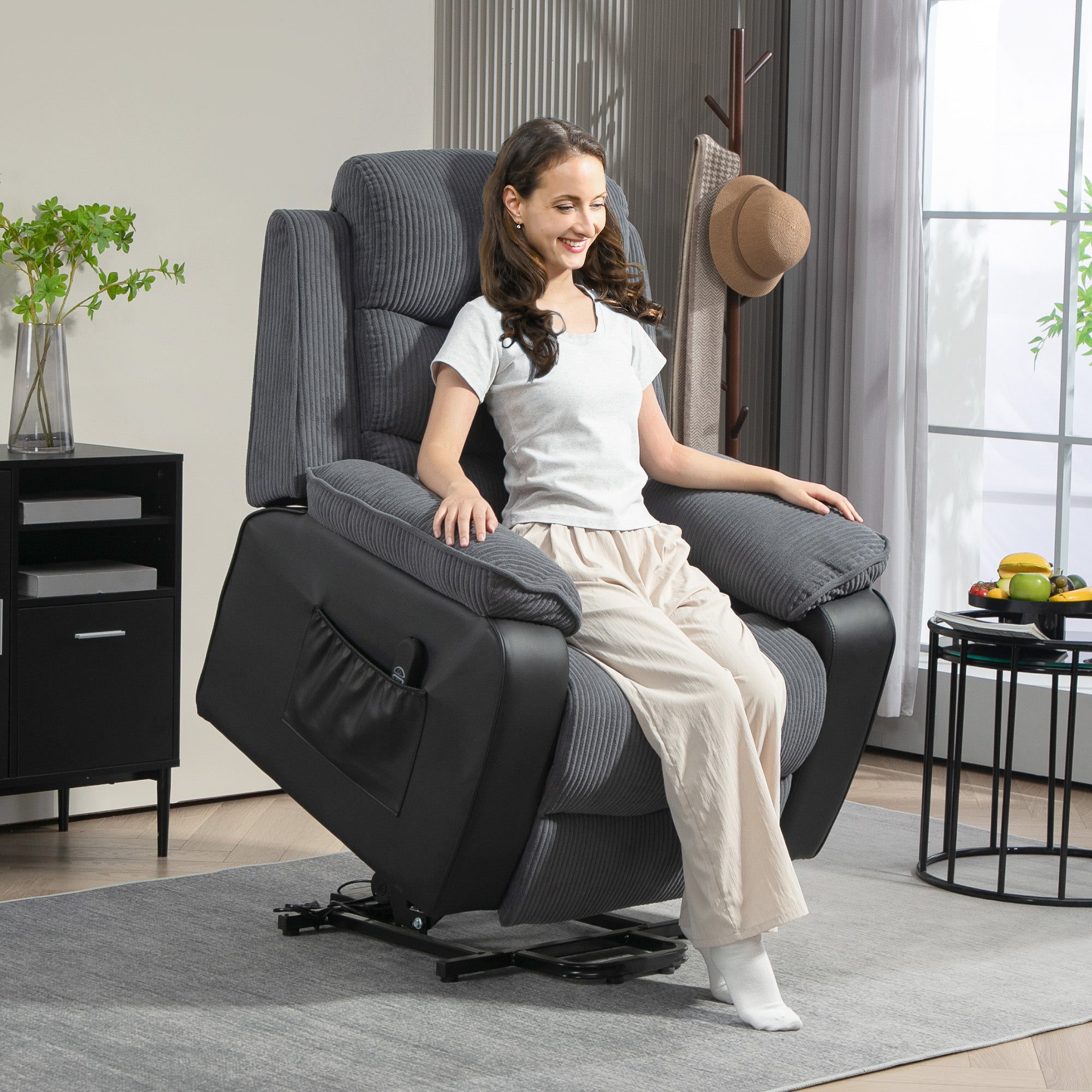 Poltrona Relax Reclinável 96x96x108 cm - Cinza Escuro