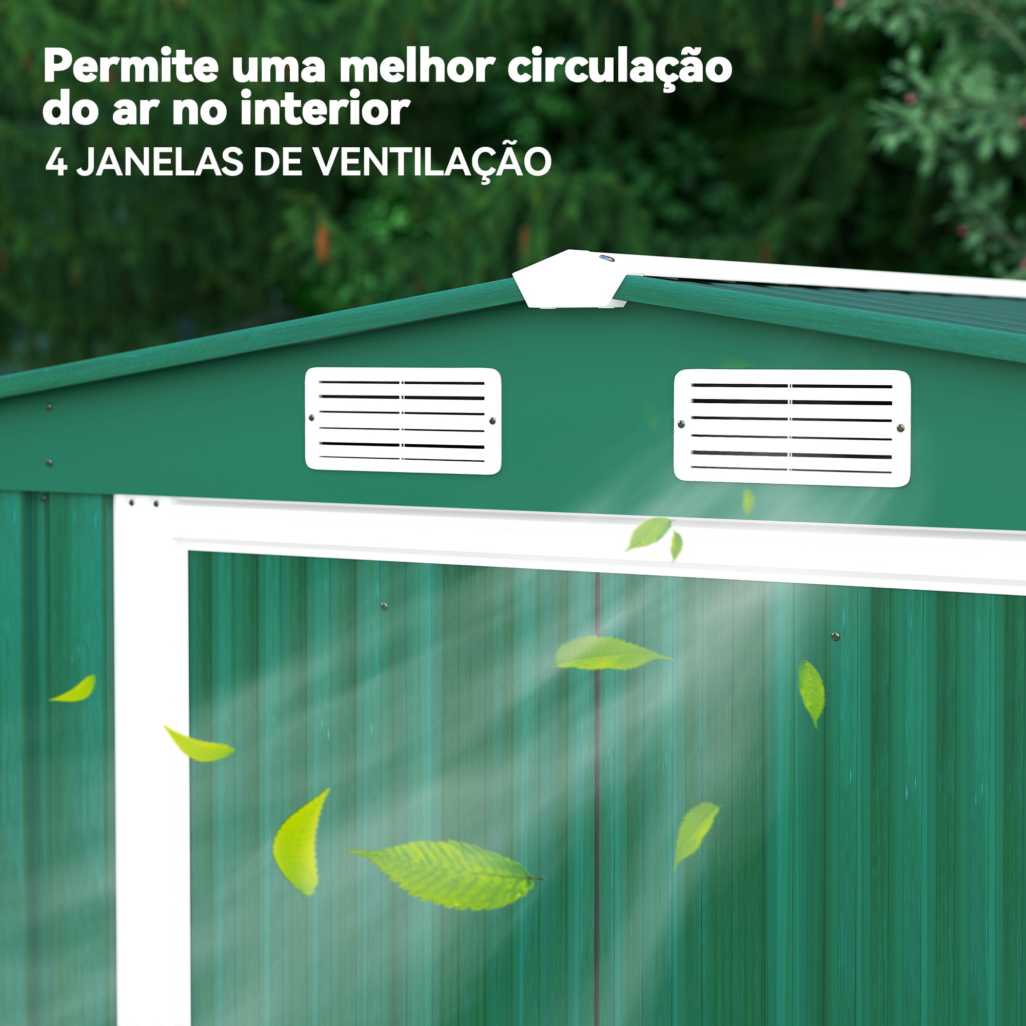 Abrigo de Jardim Verde 258x206x178cm - Armazenamento de Ferramentas Jardinagem
