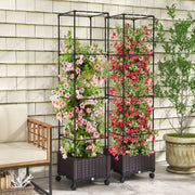 Macetero Elevado de 170 cm com Treliça Sistema de Rega Automática Rodas Macetero Vertical para Plantas Trepadeiras Flores Vegetais