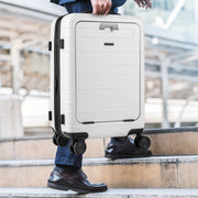 Mala de Cabine Extensível com Cadeado TSA Rodas Giratórias Porto USB e Tipo C Aprovada por Companhias Aéreas 37 x 25,5 x 56 cm Branco