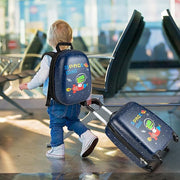 Conjunto de 2 Malas para Crianças com 4 Rodas Giratórias Mala de Viagem Infantil com Pega Ajustável Duplo Zíper e Revestimento em PC