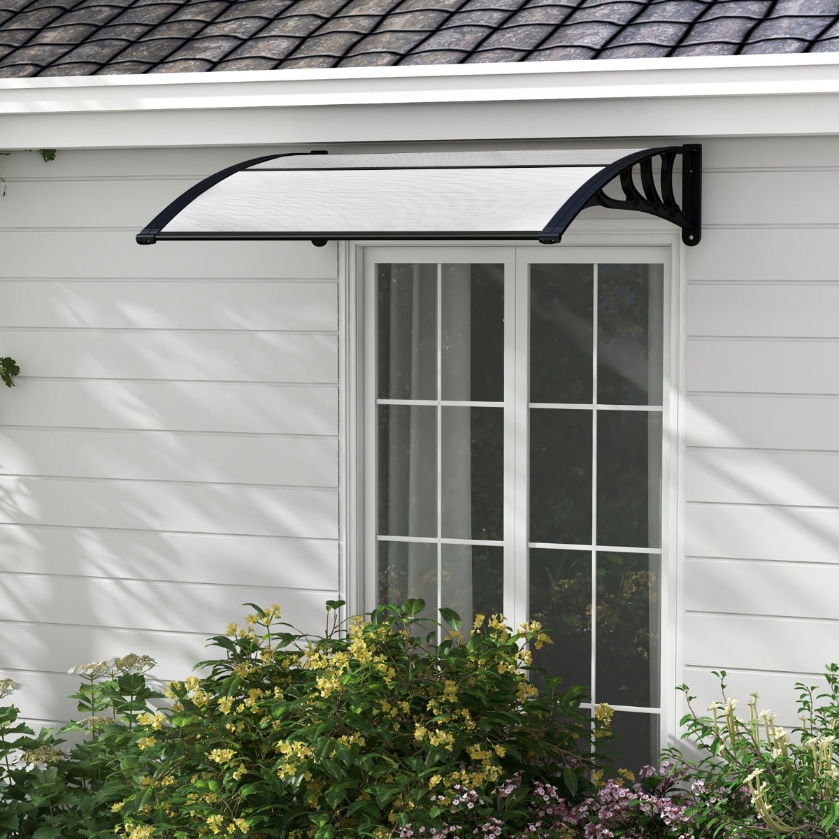 Toldo para Janela ou Porta 122 x 99 cm Proteção Solar Chuva Neve Vento Cinzento