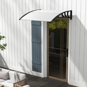 Marquise para Porta de Entrada Tejadilho Exterior com Proteção Solar Contra a Chuva Toldo Transparente de Alumínio 122x99x28cm Preto