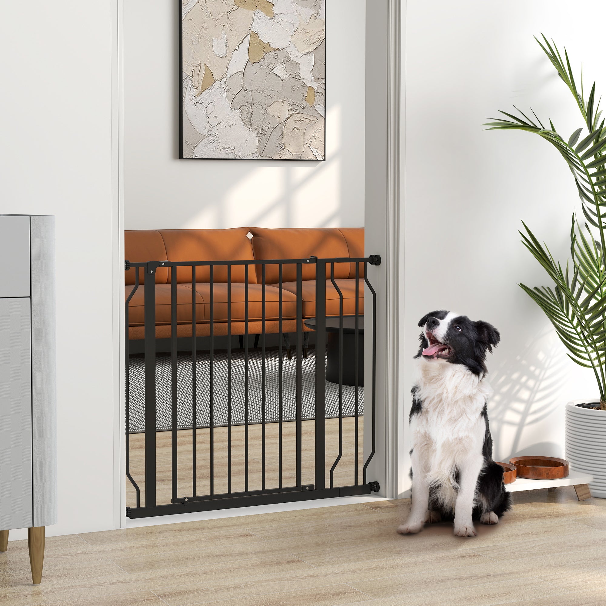 Barreira de Segurança Extensível para Cães 75-115x76 cm Preto