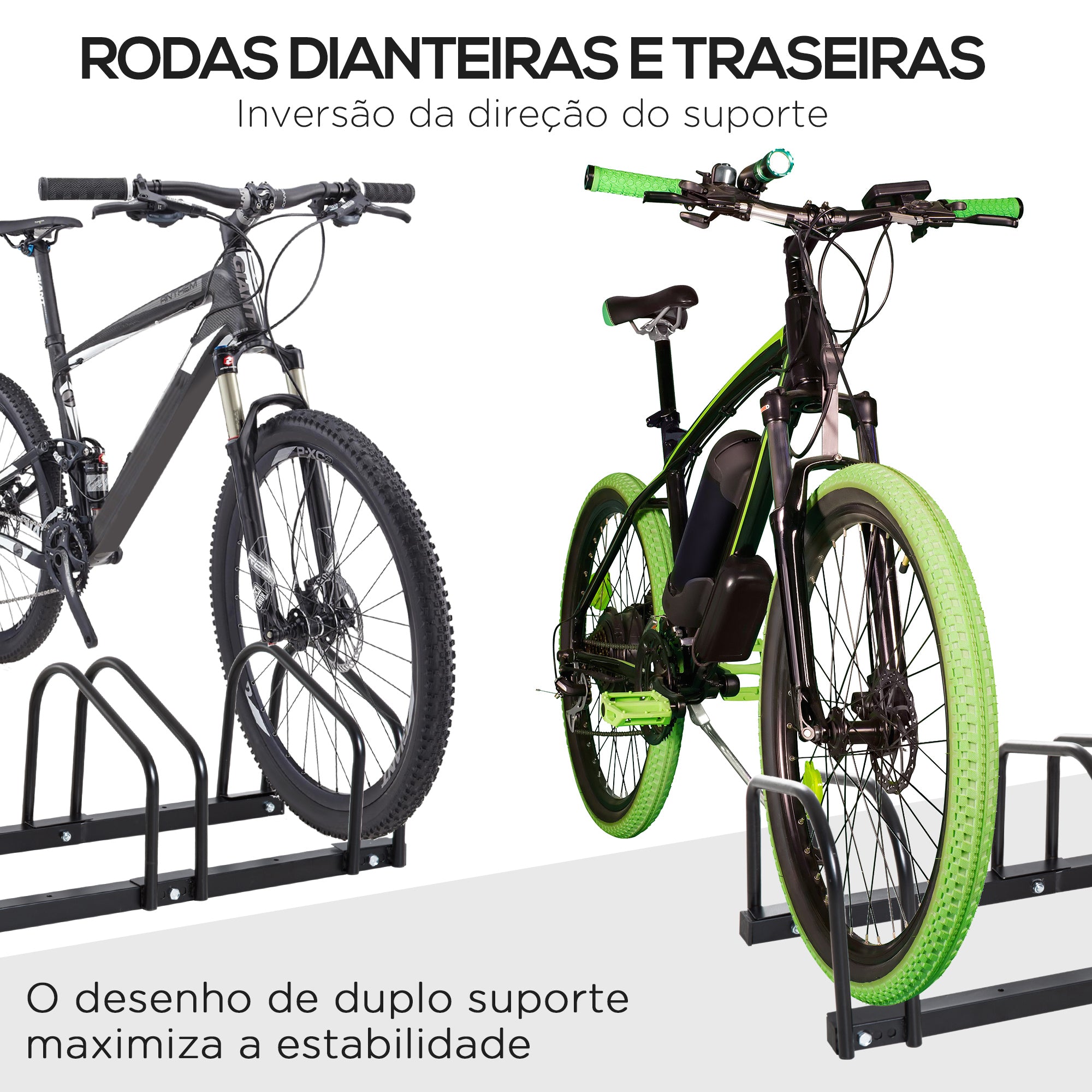 Estacionamento para Bicicletas – 110x33x27 cm – Preto – Aço
