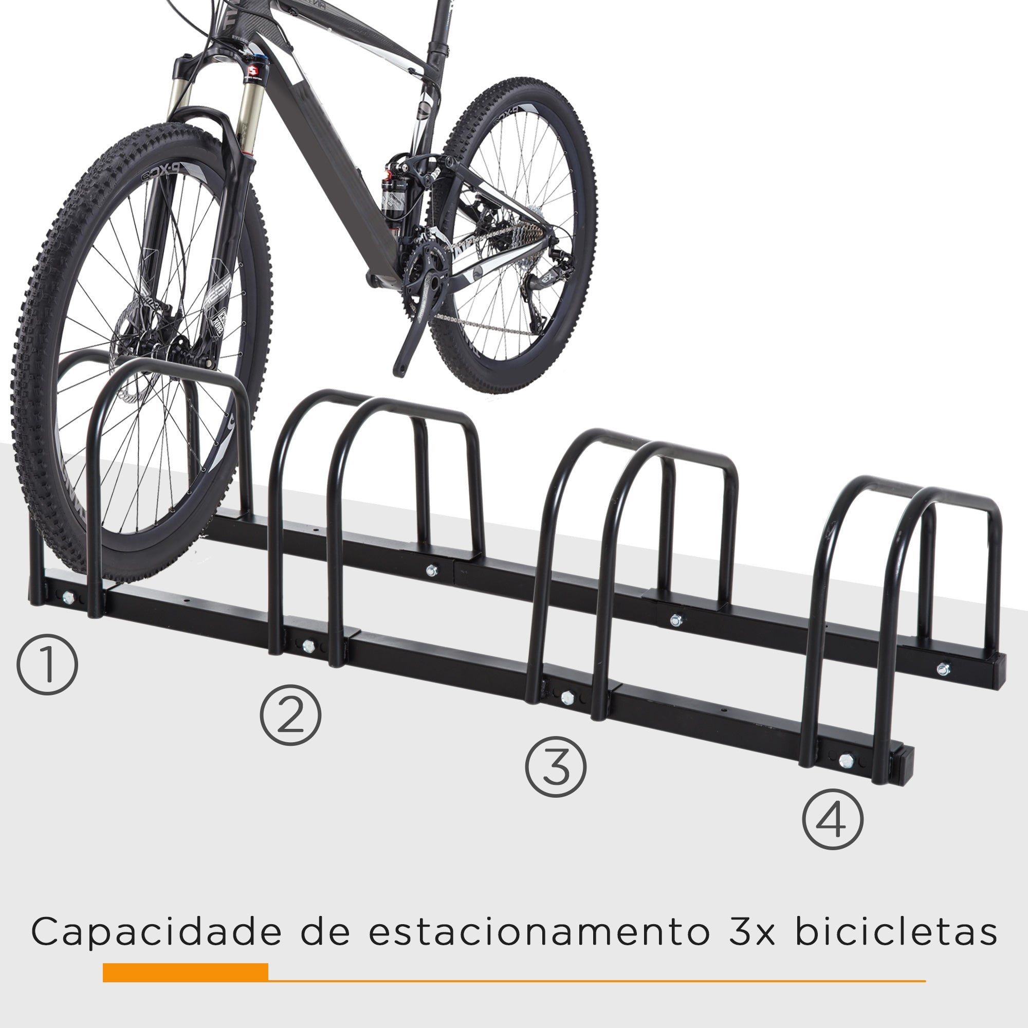 Estacionamento para Bicicletas – 110x33x27 cm – Preto – Aço