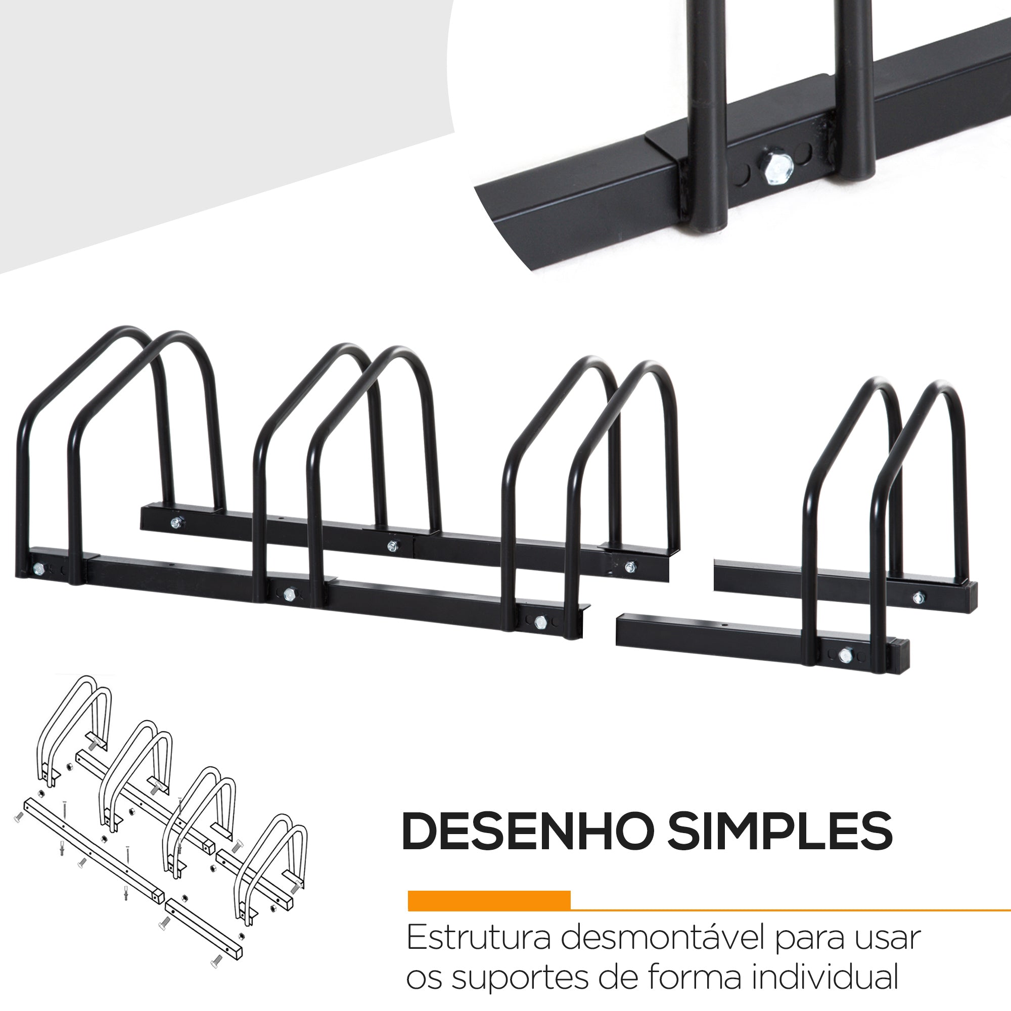 Estacionamento para Bicicletas – 110x33x27 cm – Preto – Aço