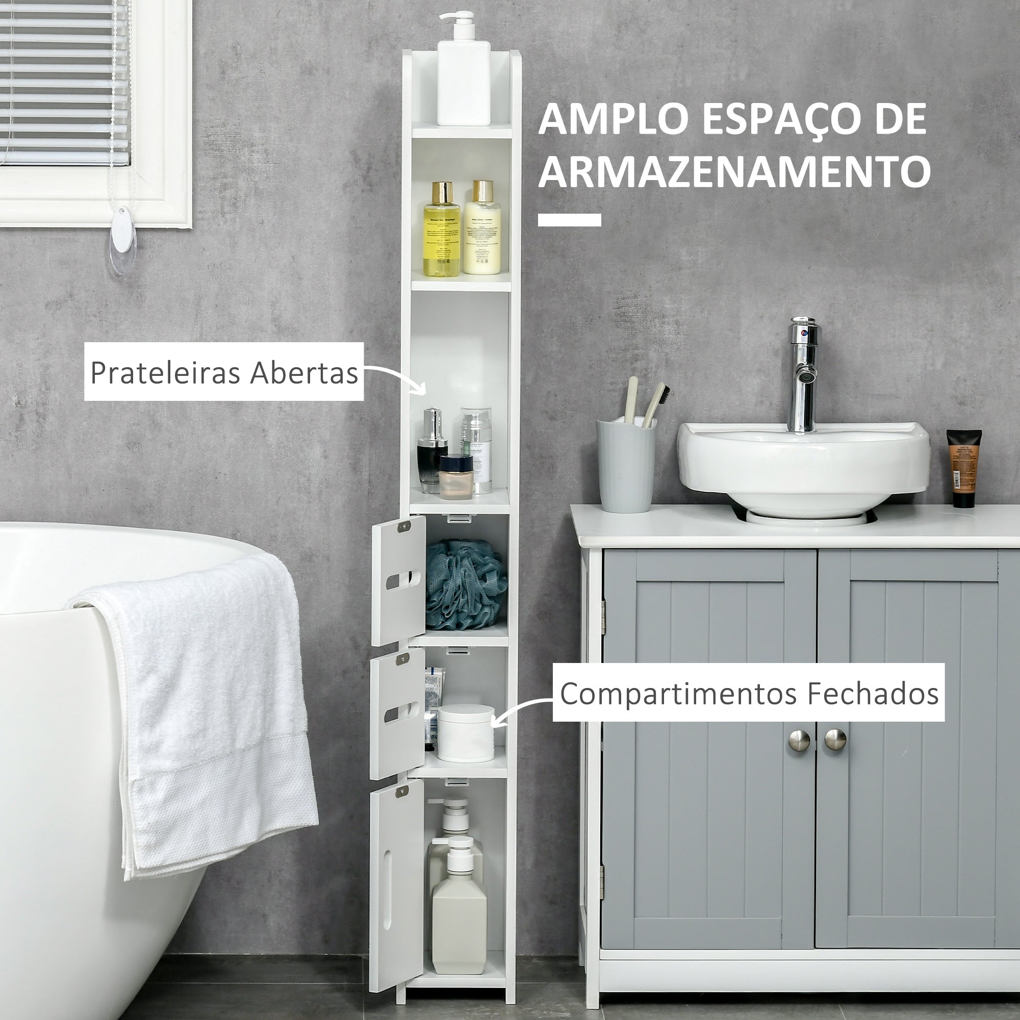 Coluna Casa de Banho 15x17x120cm Branco