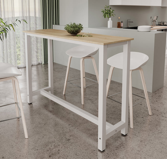 Mesa alta Anivia (140cm) branco e sonoma, elegância e funcionalidade em casa