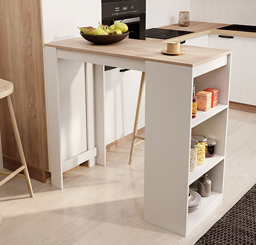 Mesa alta Kala (110cm) branco e sonoma - Otimiza o teu espaço!