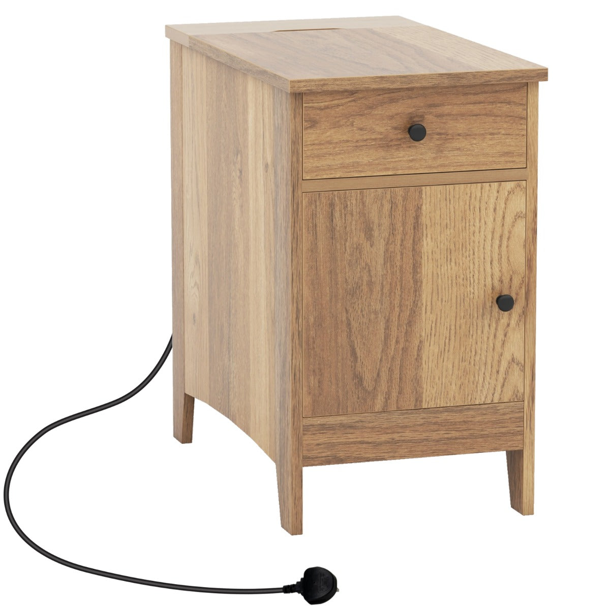 Mesa Auxiliar com Estação de Carregamento USB – Natural – Madeira