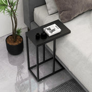 Mesa Auxiliar em Forma de C – 64 cm – Preto – Madeira e Metal