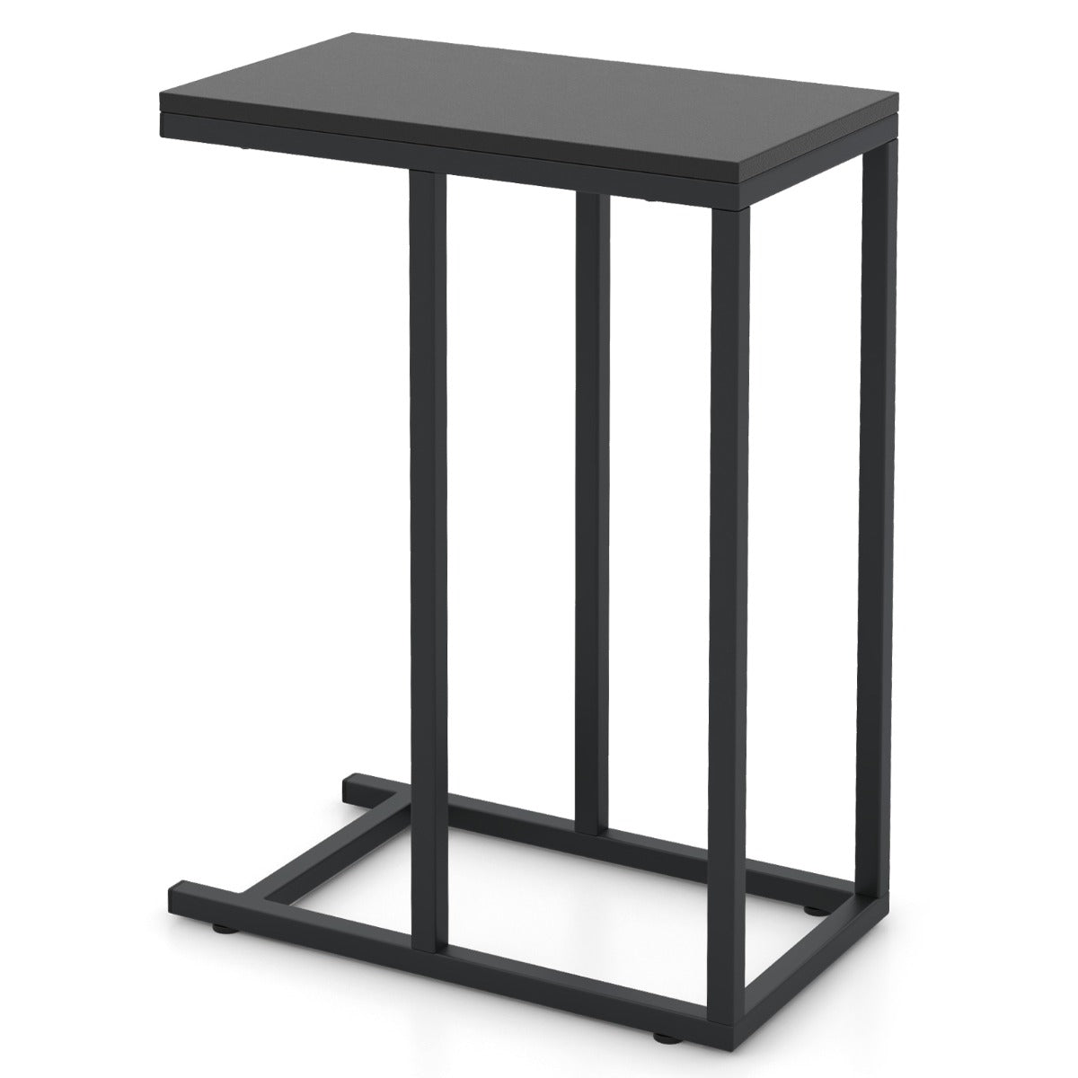 Mesa Auxiliar em Forma de C – 64 cm – Preto – Madeira e Metal
