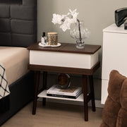 Mesa Auxiliar com Tampa Rebatível – 60 x 30 x 60 cm – Castanho – Madeira de Caucho