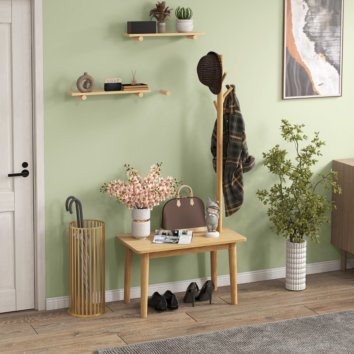 Mesa Auxiliar de Madeira Maciça – 76 x 43 x 168 cm – Natural