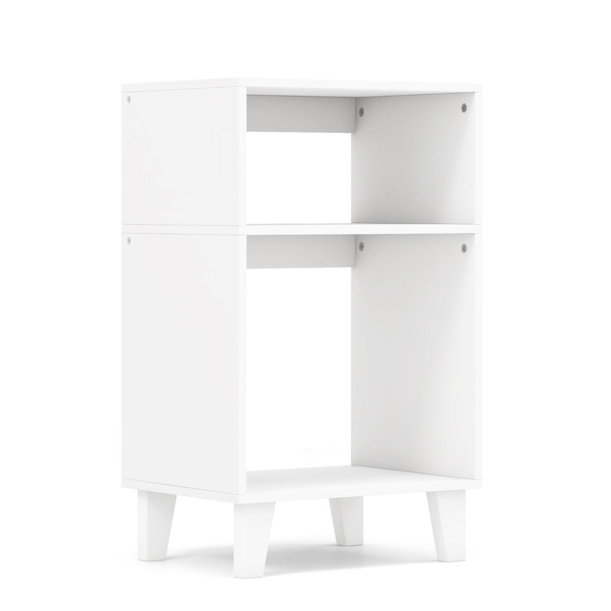 Mesa Auxiliar de 3 Níveis Mesinha de Cabeceira com Prateleiras de Arrumação Pernas Elevadas Estrutura Estável 39,5 x 29,5 x 65 cm Branco